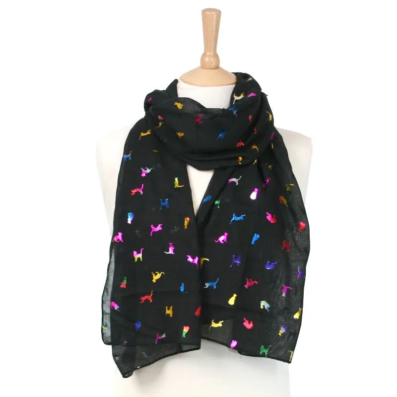 Multicolour Biccari Rainbow Cat Foil Scarf