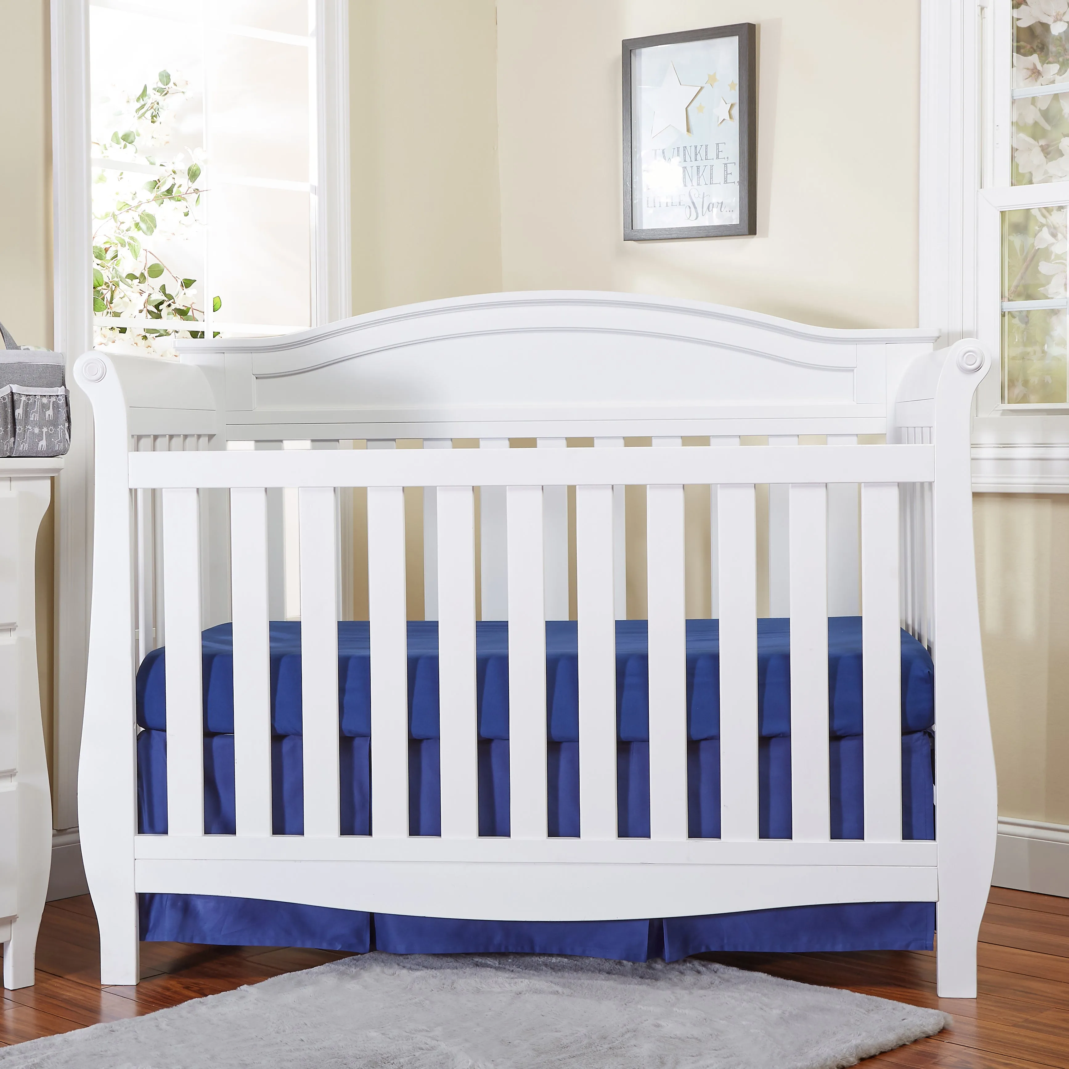 Navy Pleated Crib Skirt