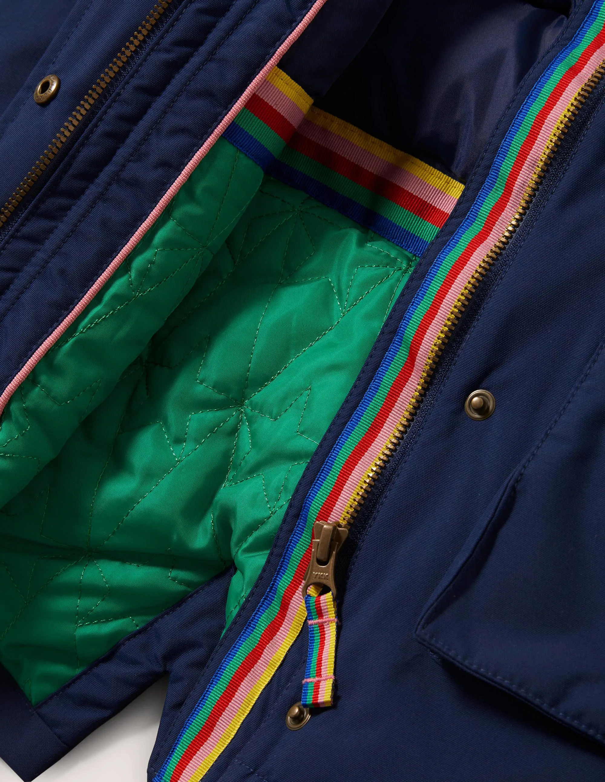 Navy Rainbow Hooded Waterproof Parka-College Navy