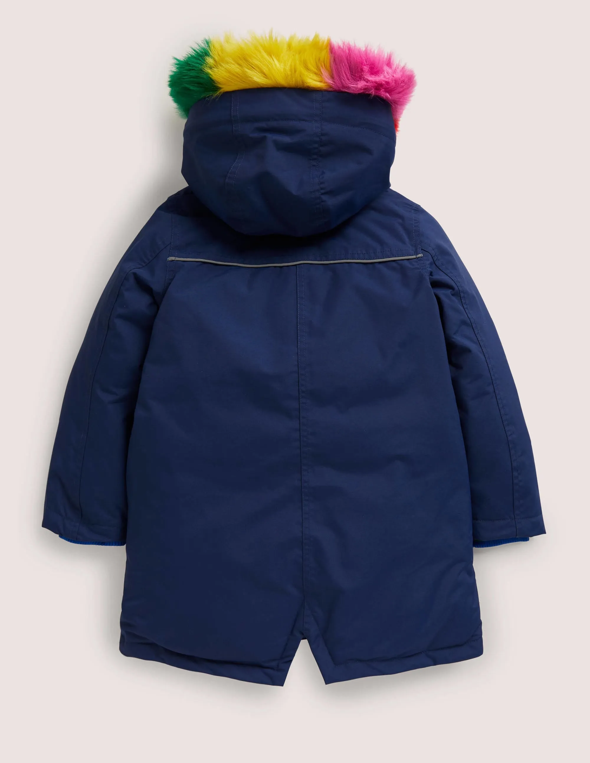 Navy Rainbow Hooded Waterproof Parka-College Navy