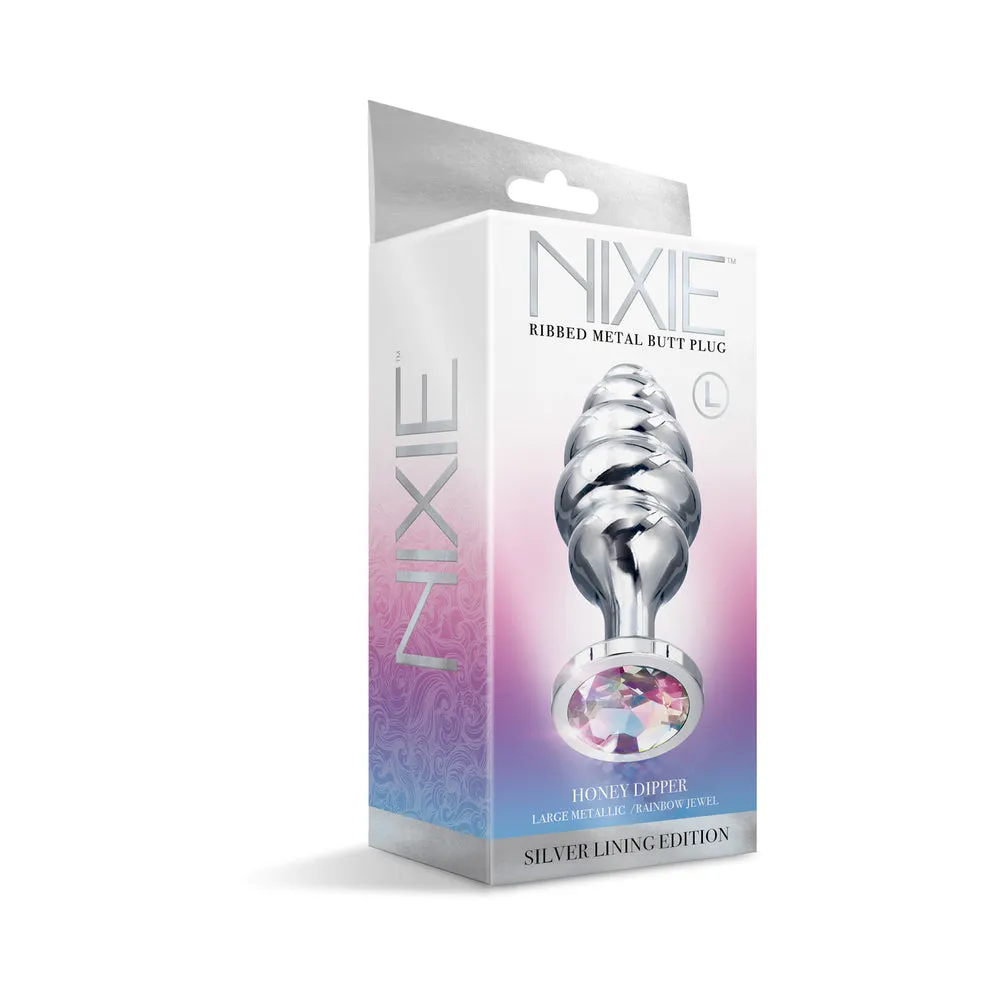 Nixie Ribbed Metal Butt Plug Honey Dipper Large