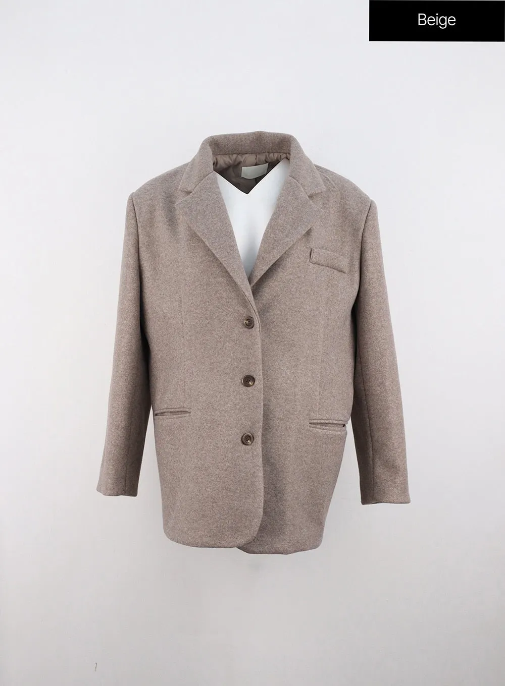 Notched Collar Wool Blazer OO325