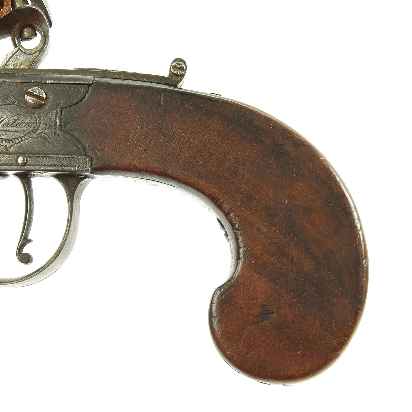 Original British Over & Under Flintlock Double Barrel Tap Action Pistol by Ryan & Watson c. 1770 - 1795