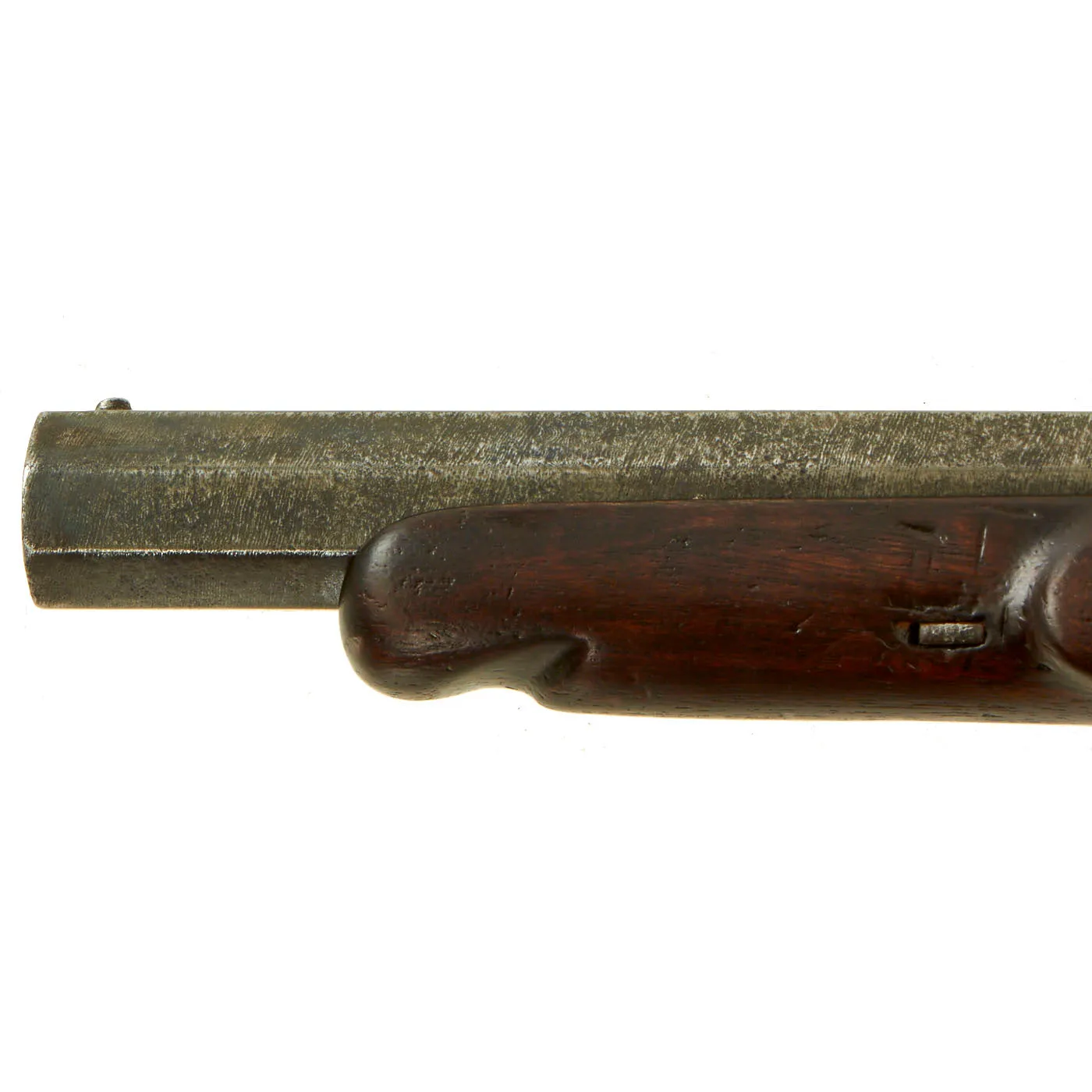 Original French Silver Mounted English Style Percussion Pistol with Huge .75” Man-Stopping Rifled Barrel - circa 1840