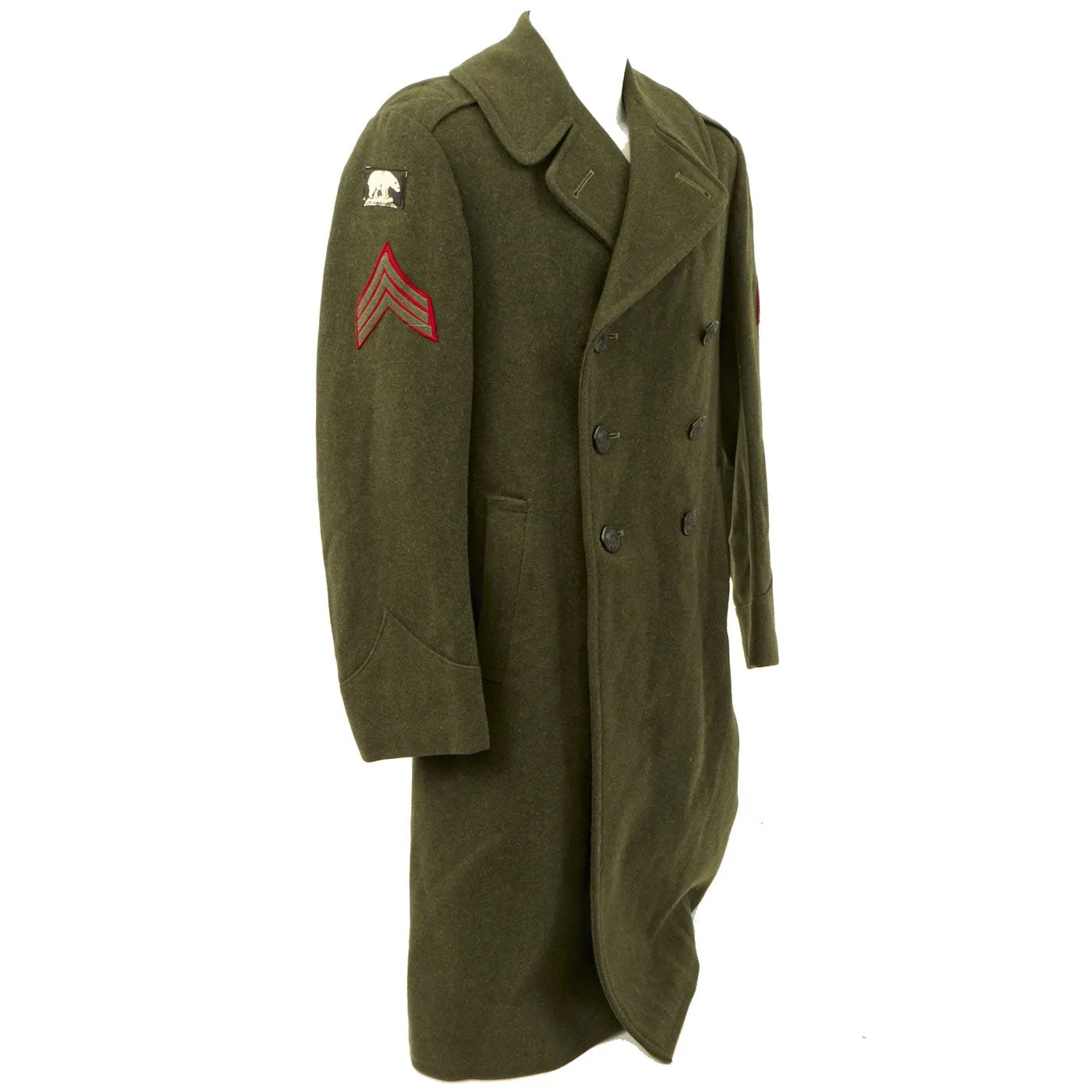 Original U.S. WWII USMC Defense of Iceland Polar Bear Patched Winter Service Uniform Overcoat - As Seen in Book