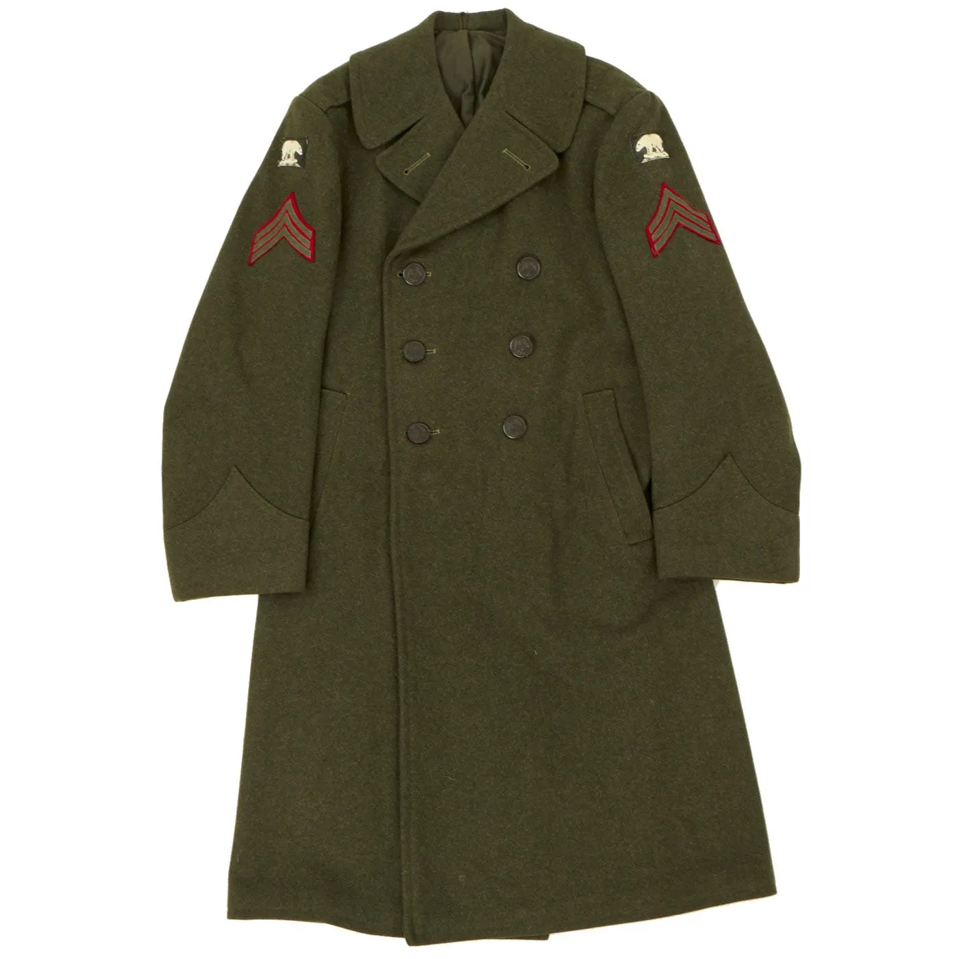 Original U.S. WWII USMC Defense of Iceland Polar Bear Patched Winter Service Uniform Overcoat - As Seen in Book