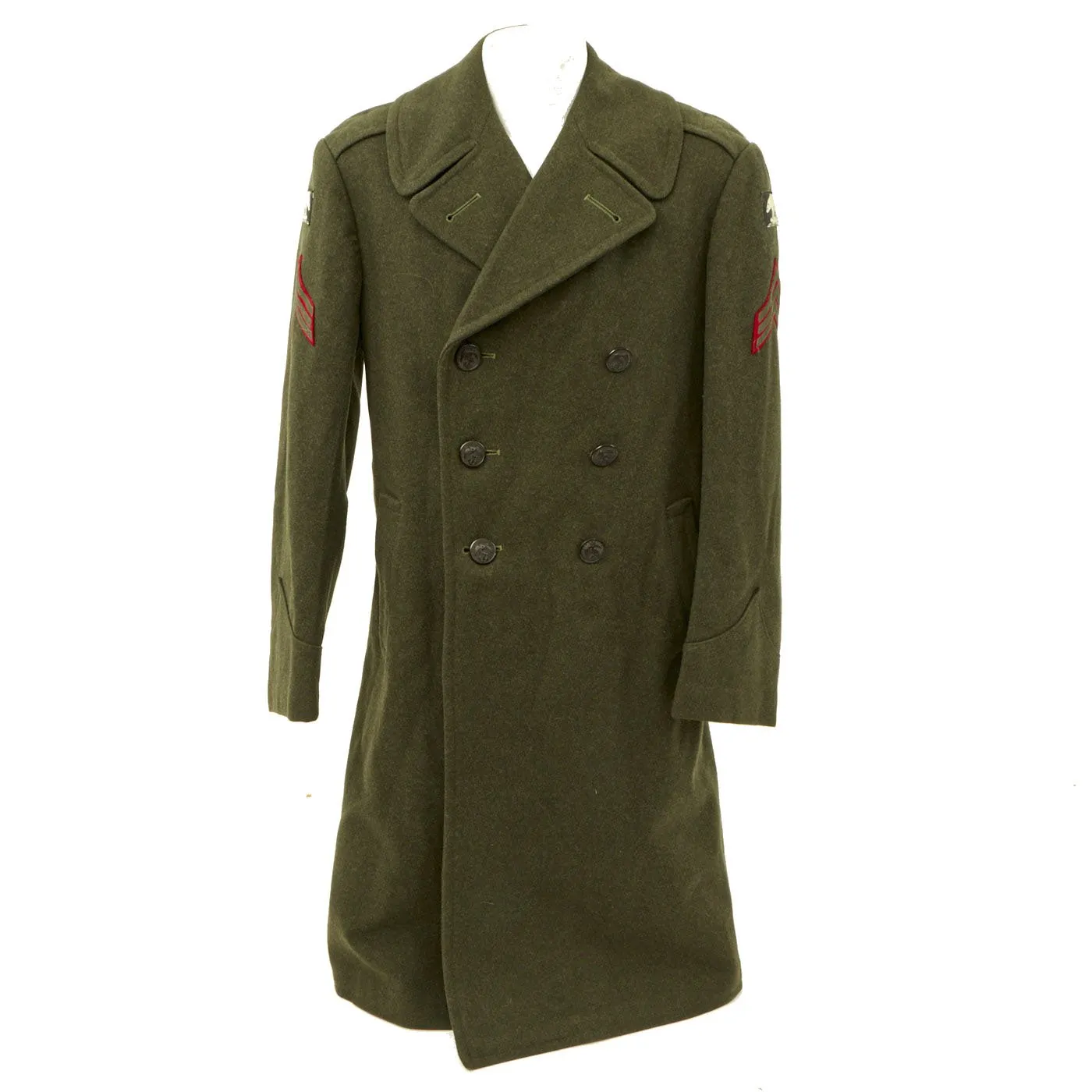 Original U.S. WWII USMC Defense of Iceland Polar Bear Patched Winter Service Uniform Overcoat - As Seen in Book