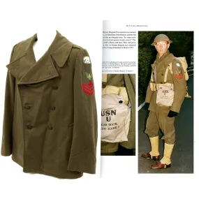 Original U.S. WWII USMC Defense of Iceland Polar Bear Patched Winter Service Uniform Shortened Overcoat - As Seen in Book