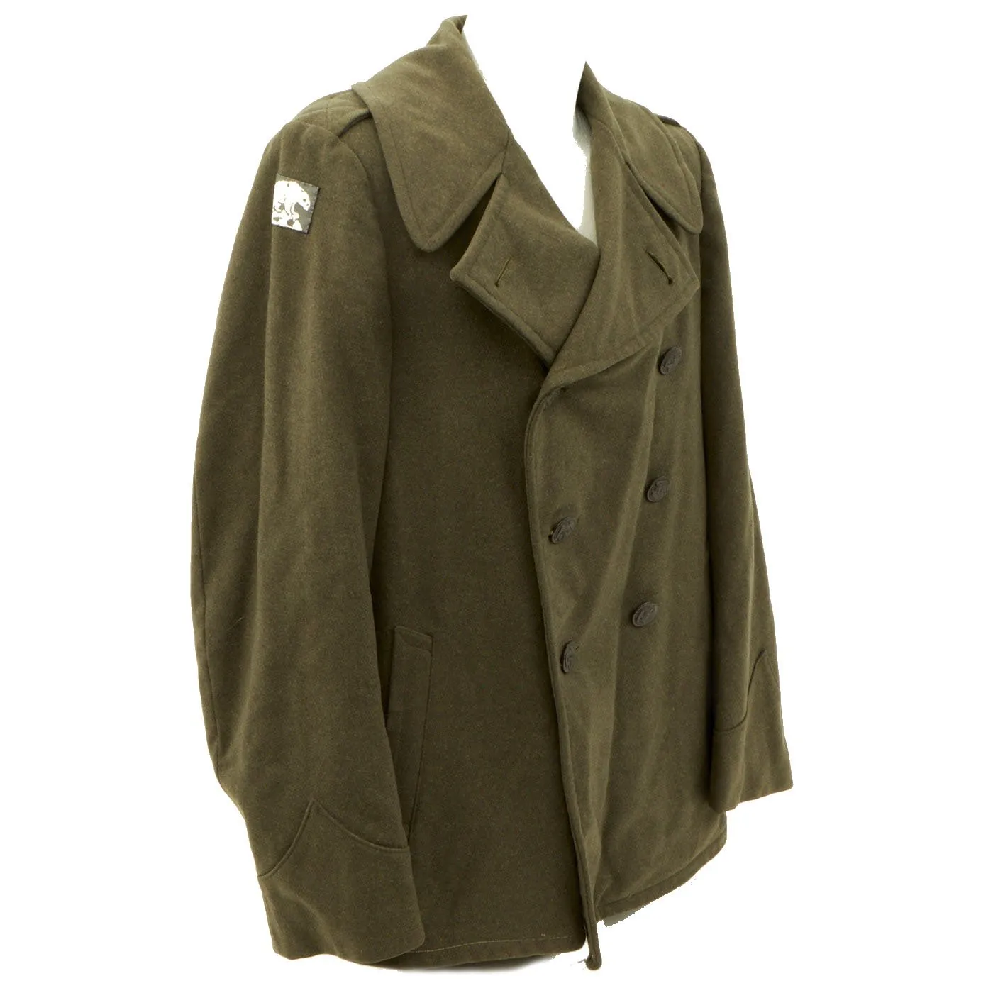 Original U.S. WWII USMC Defense of Iceland Polar Bear Patched Winter Service Uniform Shortened Overcoat - As Seen in Book