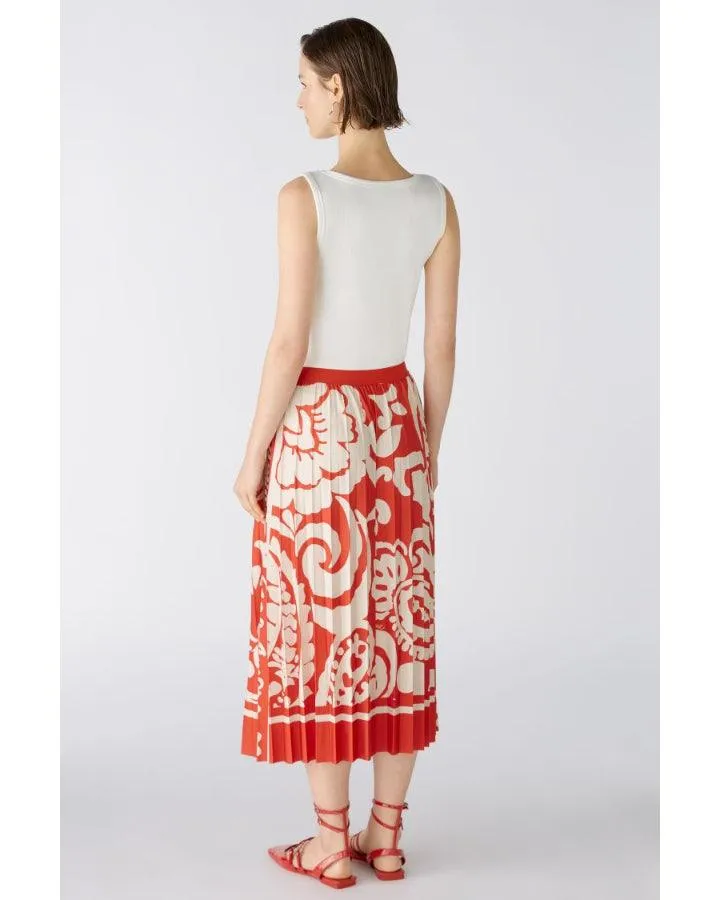 Oui Paisley Print Pleated Skirt