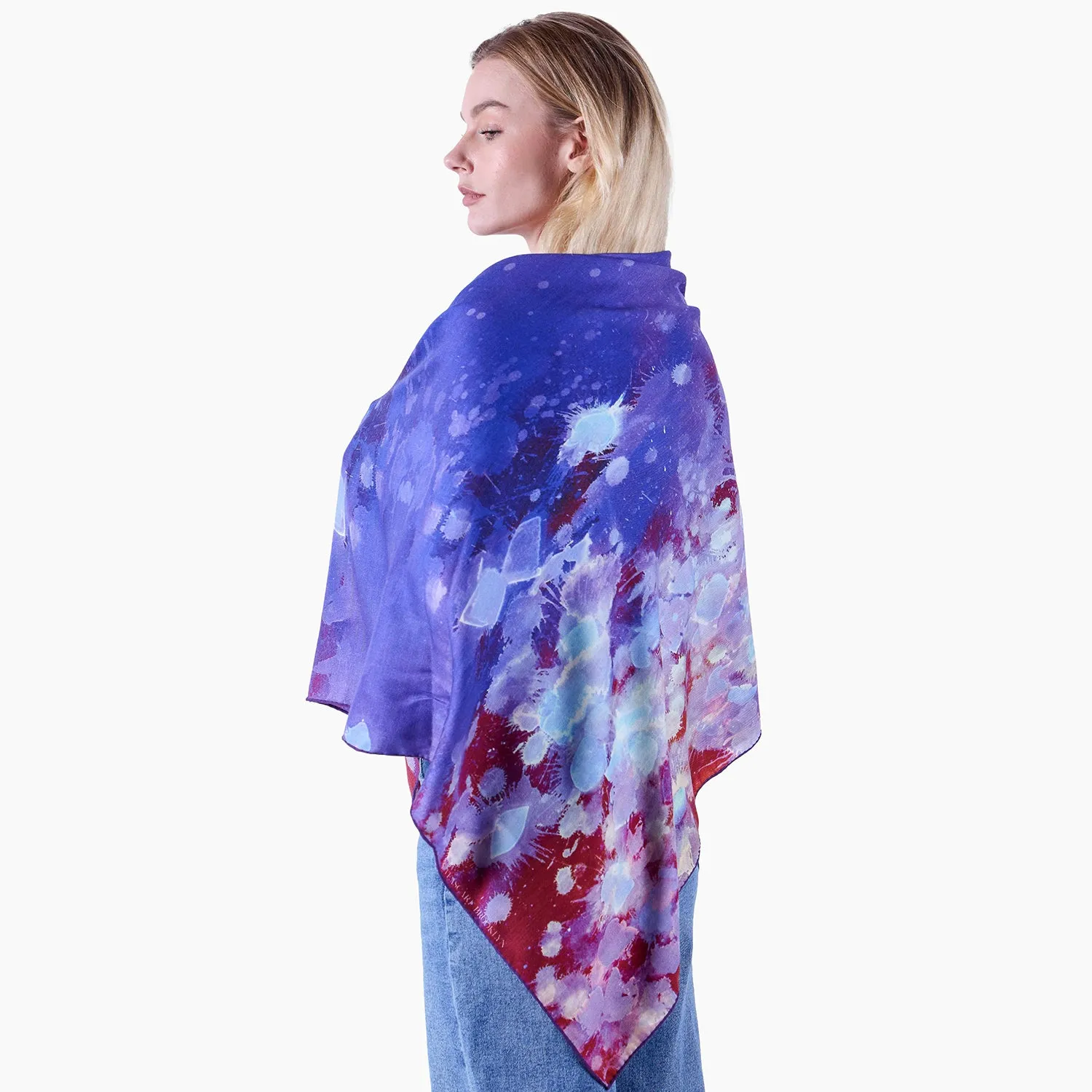 Oversized Purple Rain Silk/Wool Scarf