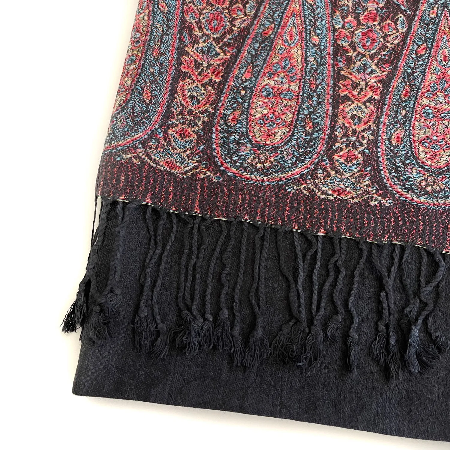 PAISLEY PRINT BLACK LIGHTWEIGHT PASHMINA SHAWL SCARF