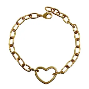 Plated Link Chain with Gold Fill Heart Center (BCG6400)