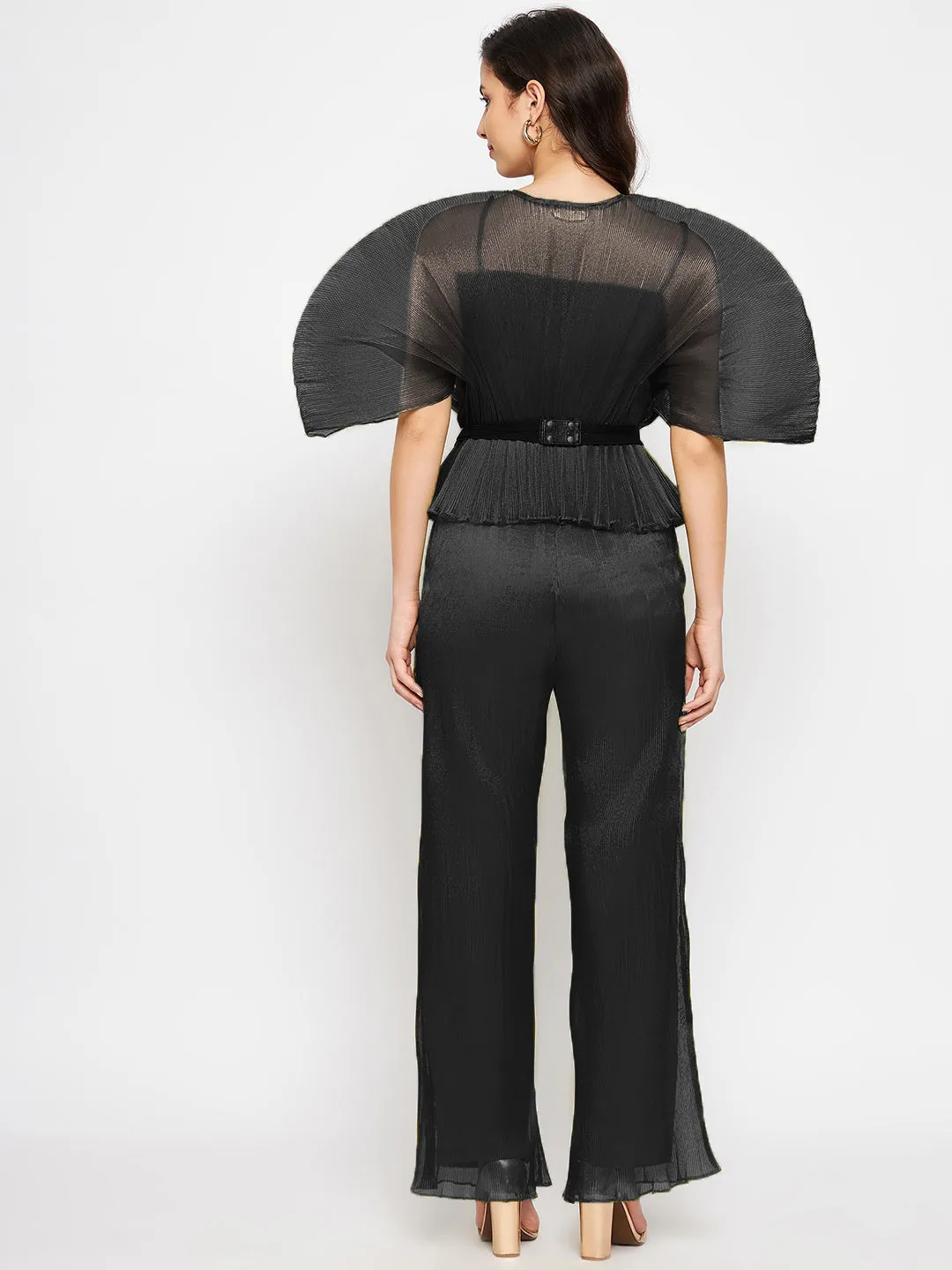 Pleated Top with Exaggerated Sleeves