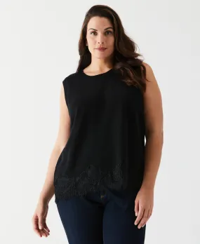 Plus Size Lace Trim Shell