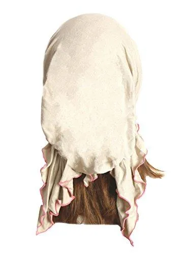 Pre-tied Head-scarf Tichel Soft Cotton Boho Chic ShariRose Decorative Over-Lock Collection (Beige Pink Short - 336)