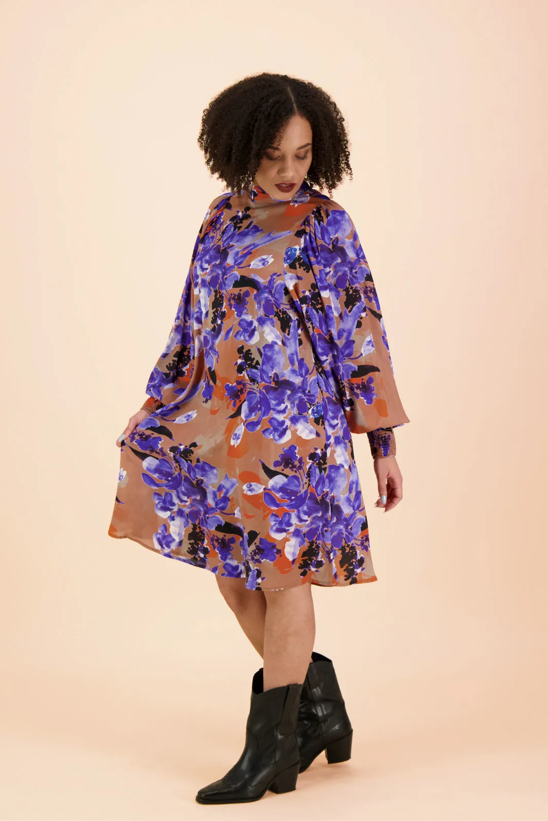 Puff Dress Iris Brown/Purple