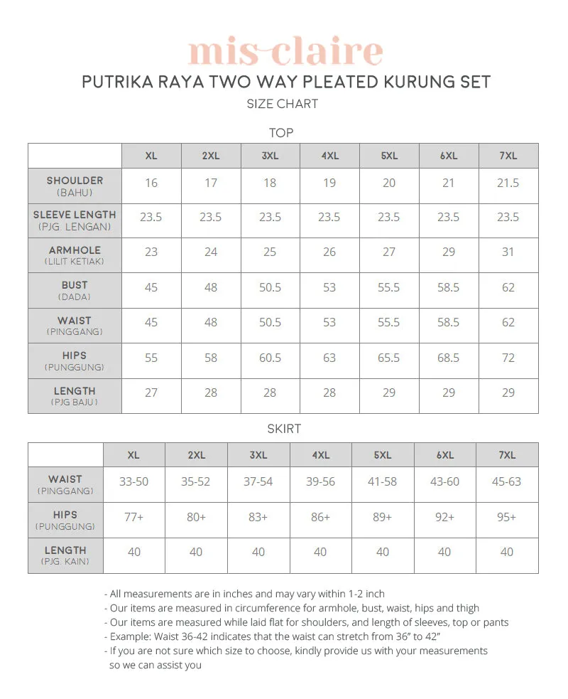 Putrika Raya Two Way Pleated Kurung Set - Rosy Brown