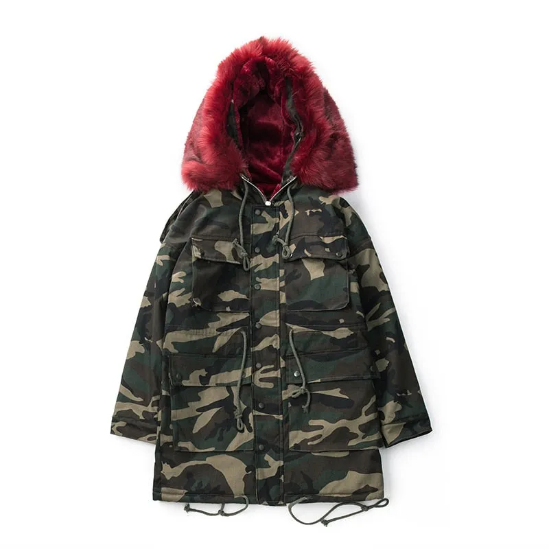 REDxFur Parka Coat with Fur