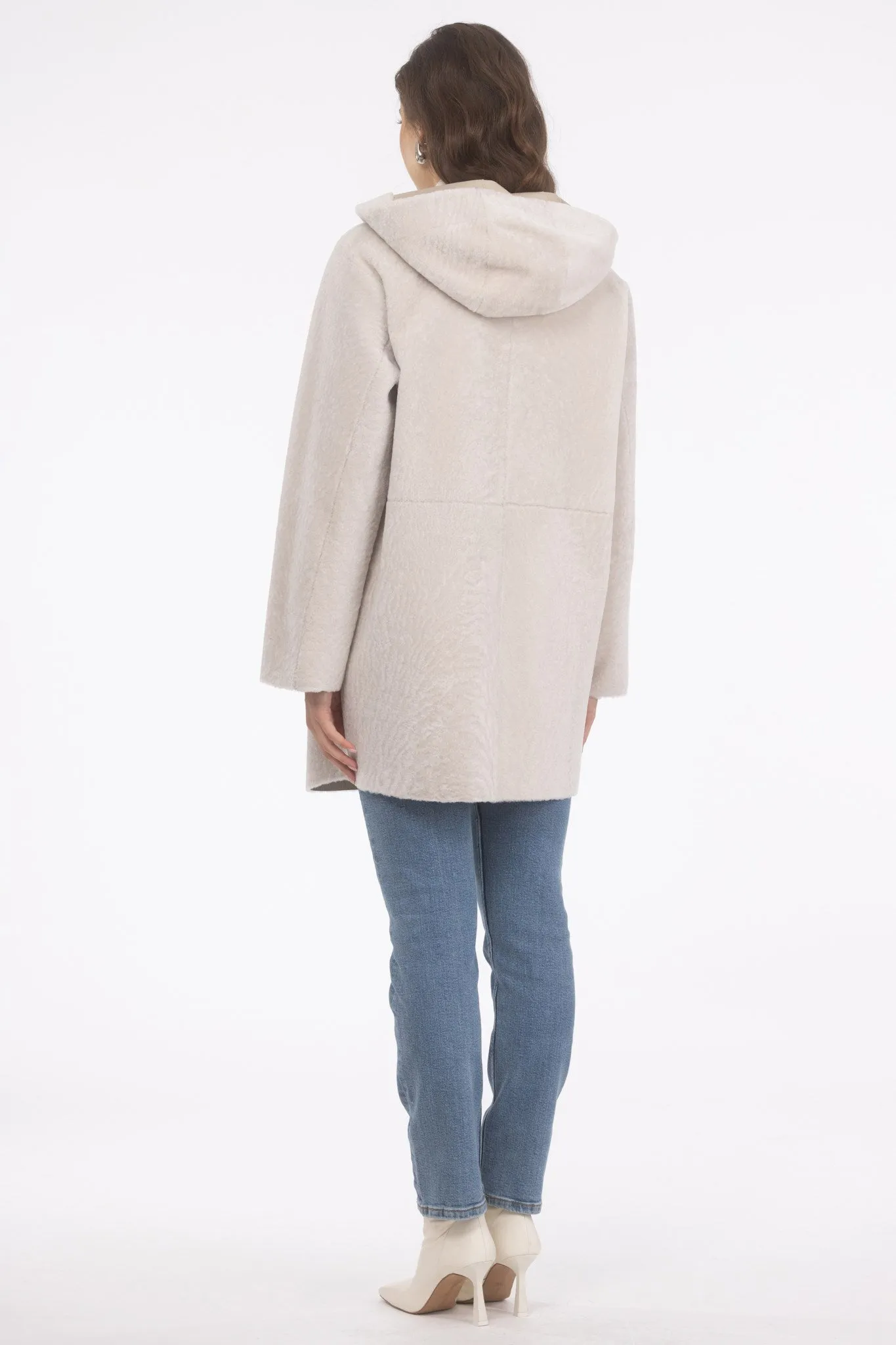 Reversible Textured Shearling Lamb Parka