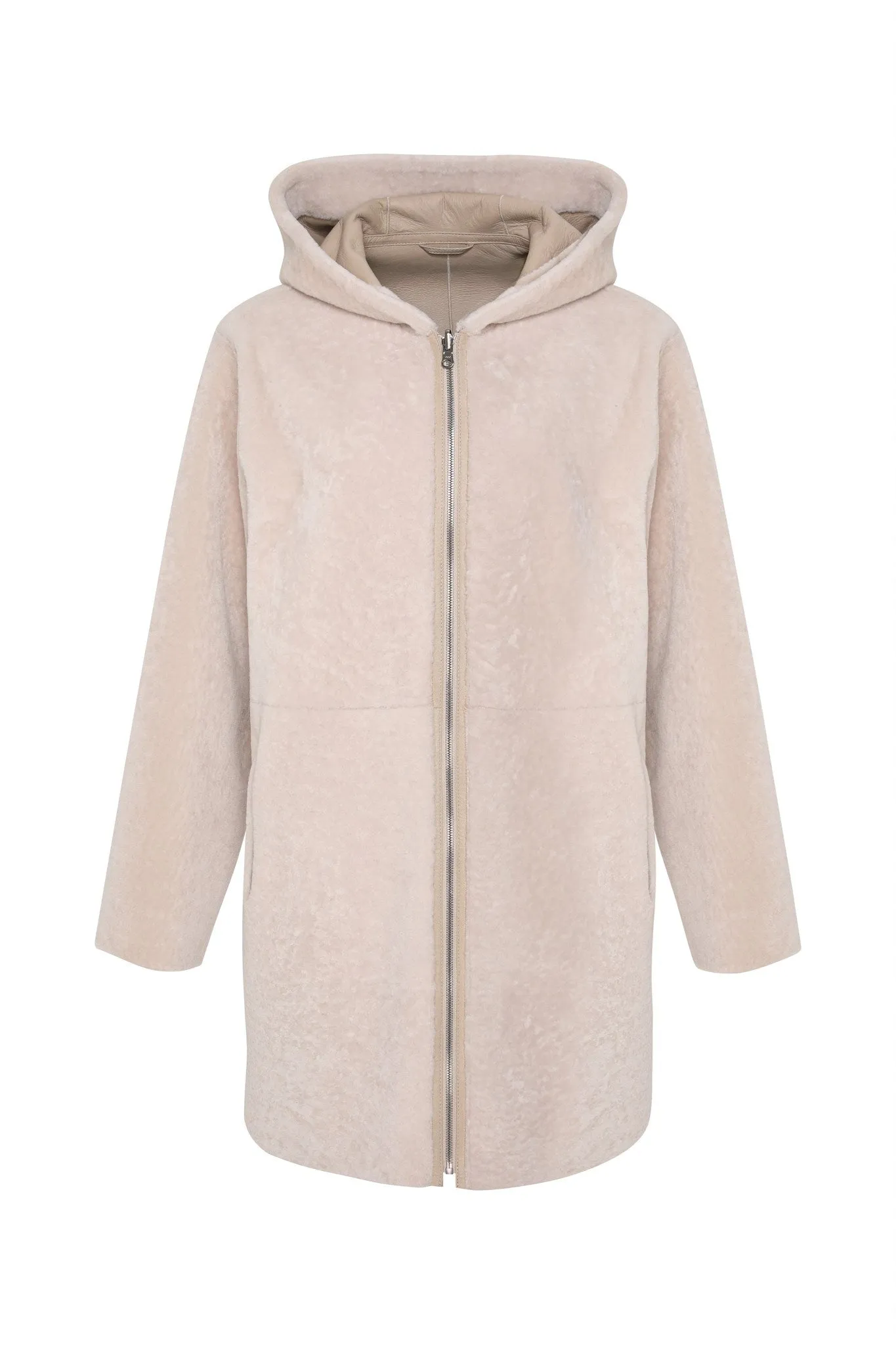 Reversible Textured Shearling Lamb Parka