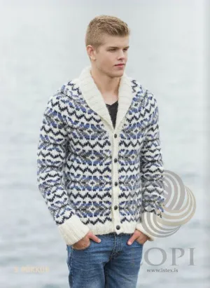 Rökkur (Dusk) Mens Wool Cardigan Blue