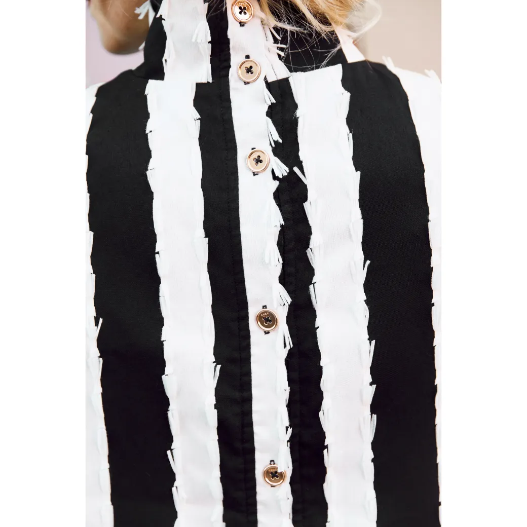 SAMPLE - Long Sleeve Mod Dress - Black & White Bow Stripe