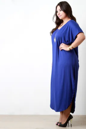 Scoop Neck Dolman Sleeves Maxi Dress