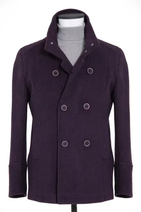 Slim Fit Notch Lapel Wool Purple Overcoat, Purple