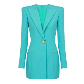 Slim Solid Blazers For Women Notched Collar Long Sleeves Single Button Spliced Zipper Elegant Blazer Female Fashion