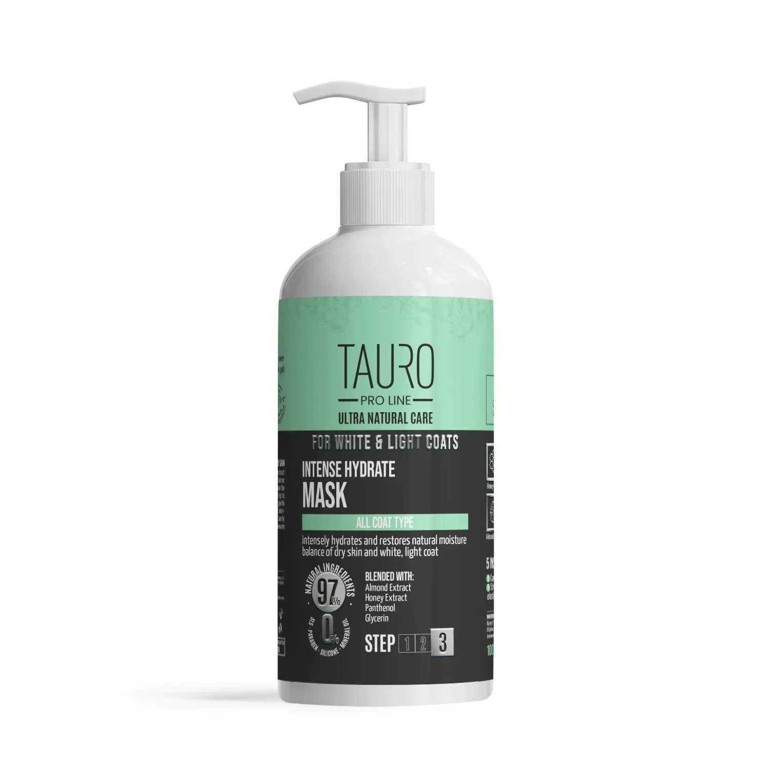 Tauro Pro Line Ultra Natural Care intense hydrate mask for dogs and cats with white, light coat and skin