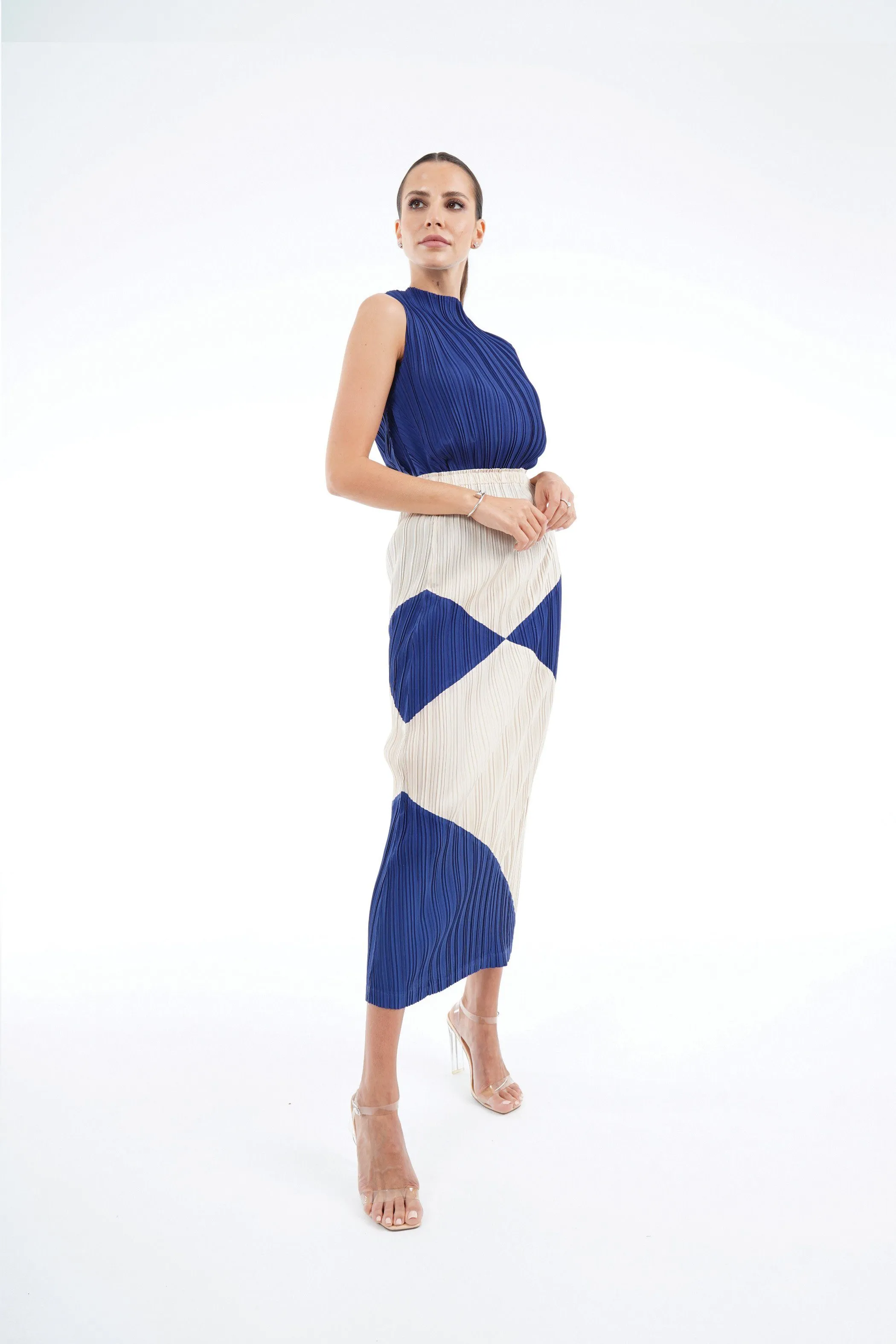 Taya Pleated Pencil Skirt