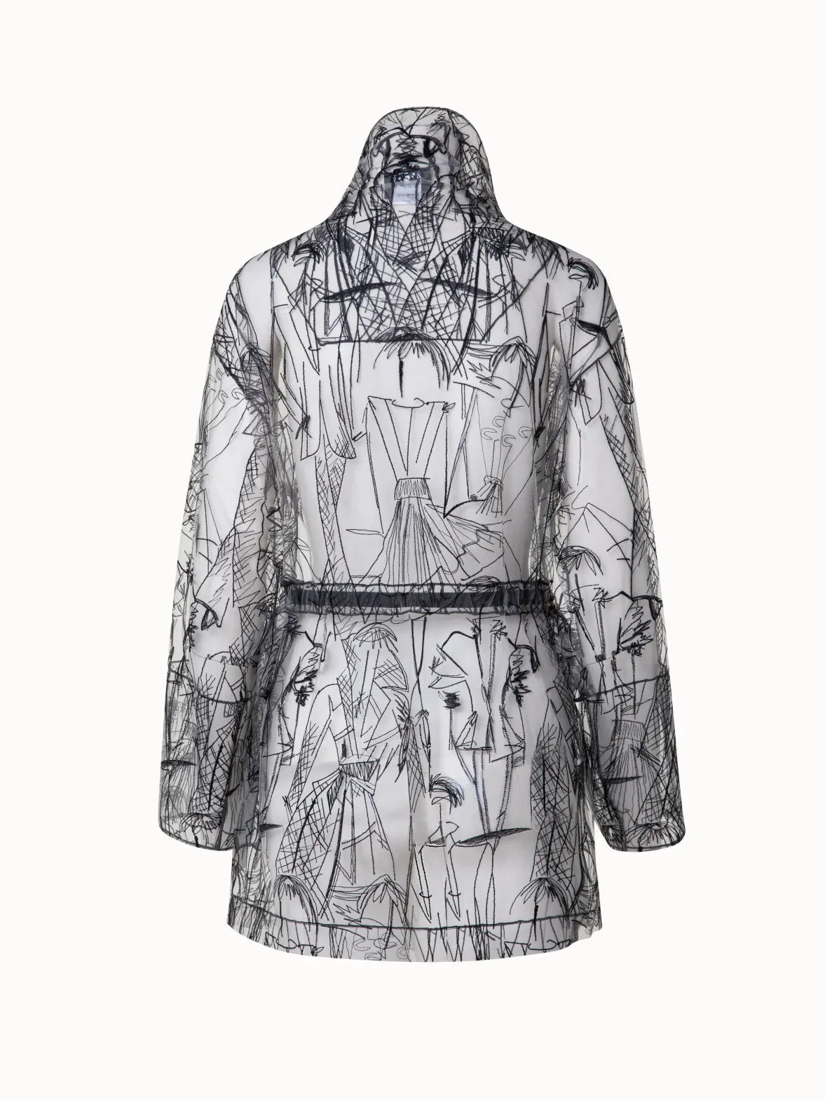 Techno Tulle Parka with Croquis Embroidery