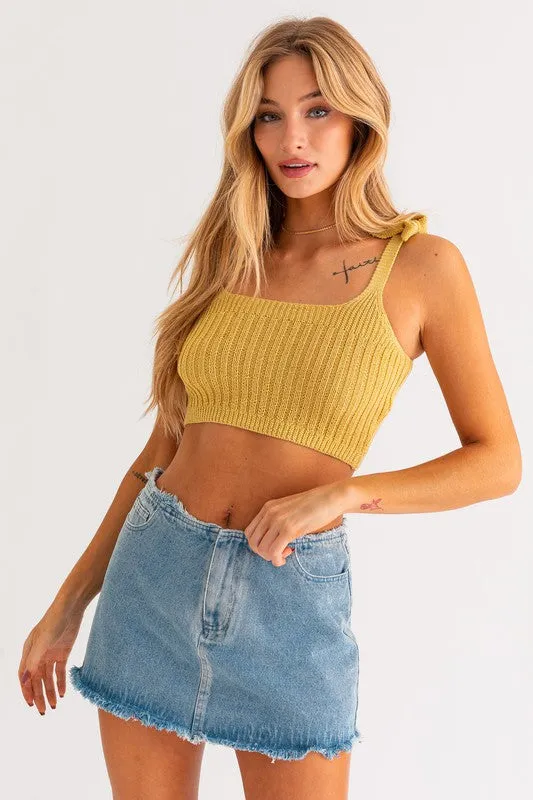 TEEK - Melon Shoulder Tie Knit Tank