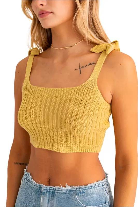 TEEK - Melon Shoulder Tie Knit Tank