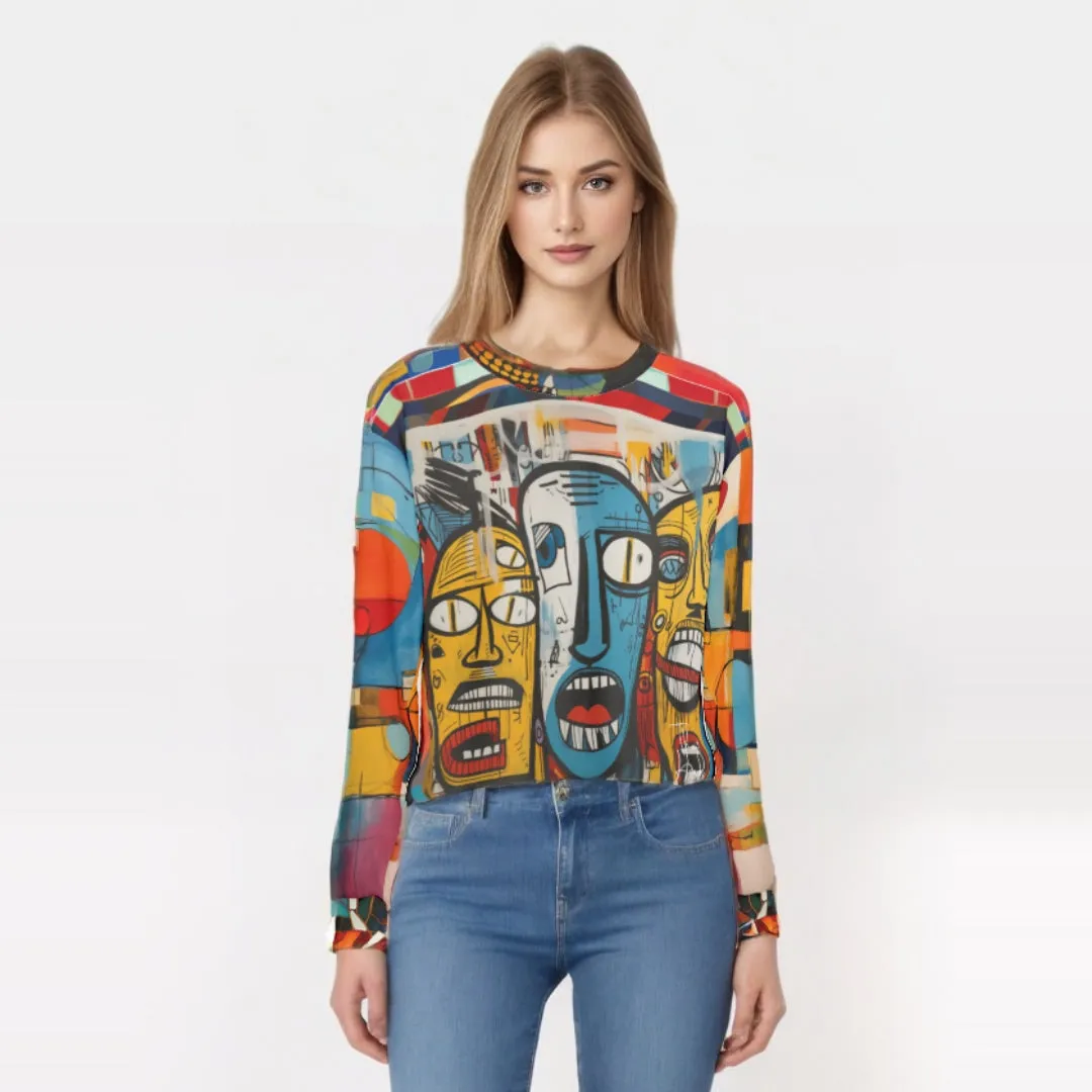 Three Lost Souls Abstract Graffiti Art Mid-Weight Polyester Unisex Sweatshirt (Gold Label)