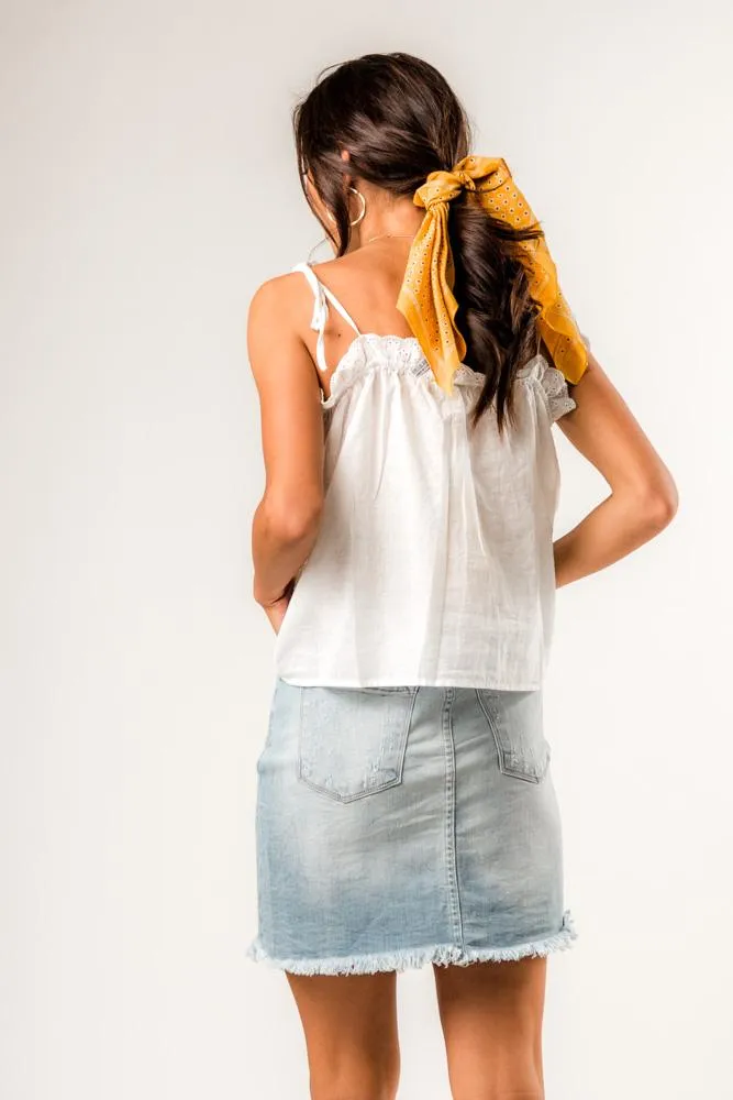 Tillie Eyelet Tank in White