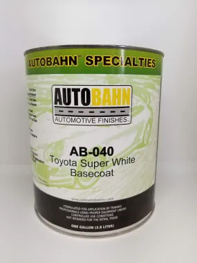 TOYOTA SUPER WHITE 040 BASE COAT AUTOBAHN GALLON RESTORATION AUTO PAINT KIT CAR SUPPLIES