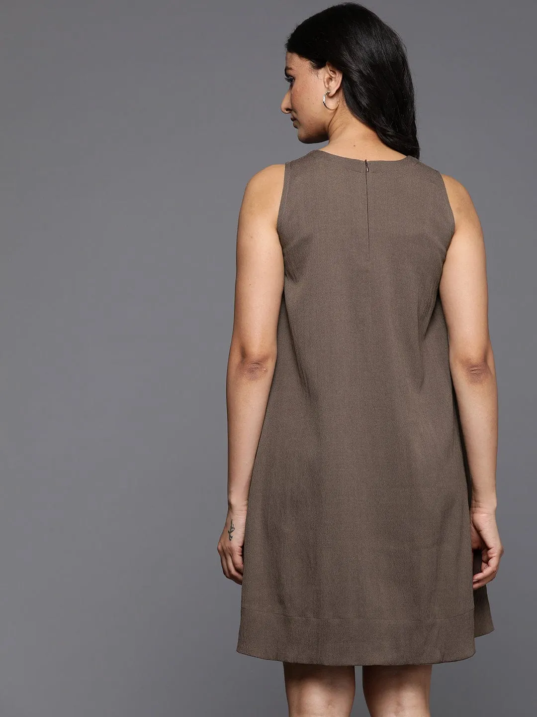 Varanga Women Brown A-Line Dress