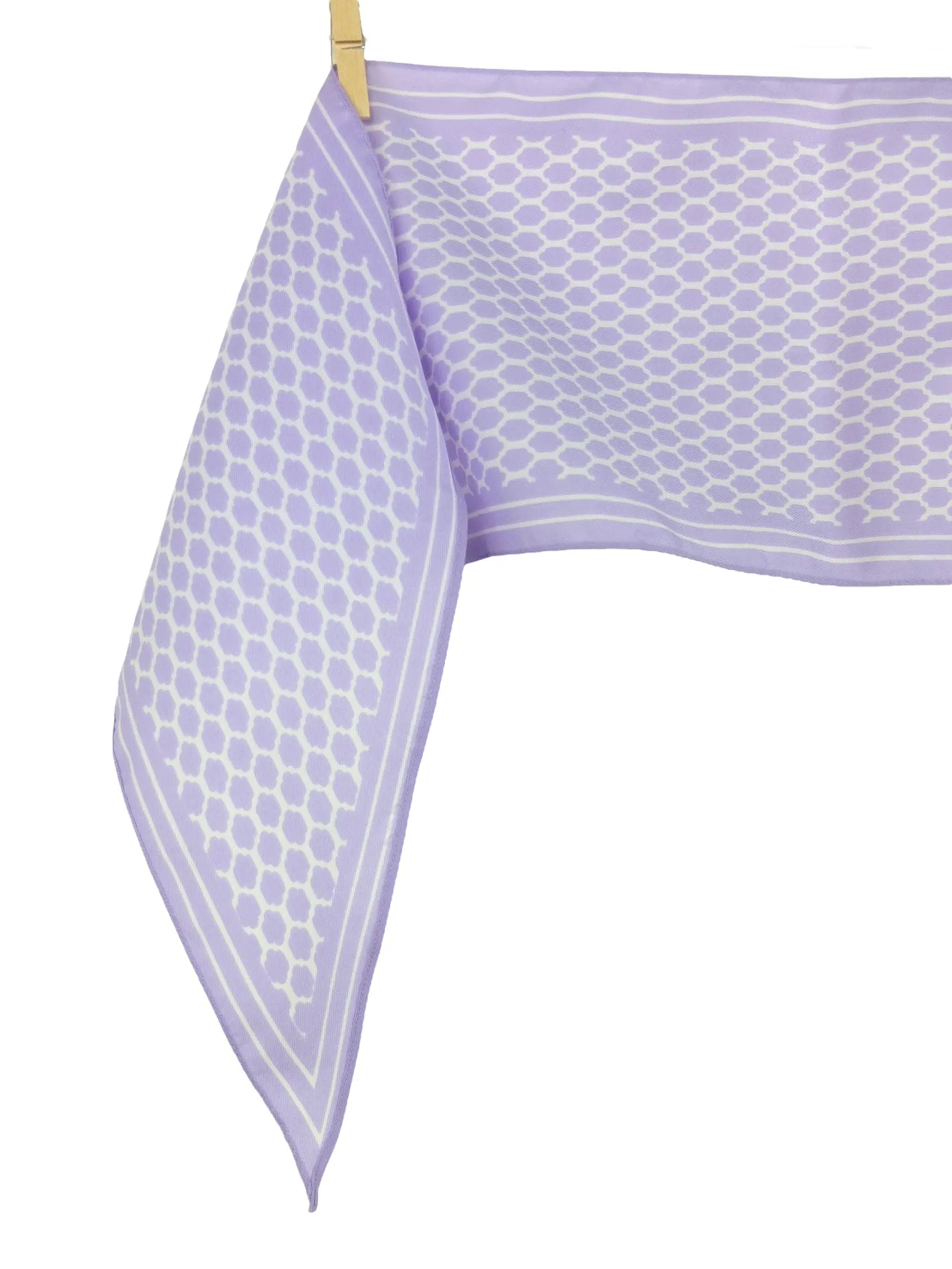 Vintage 70s Mod Chic Pastel Purple & White Abstract Patterned Long Thin Pointed Neck Tie Scarf