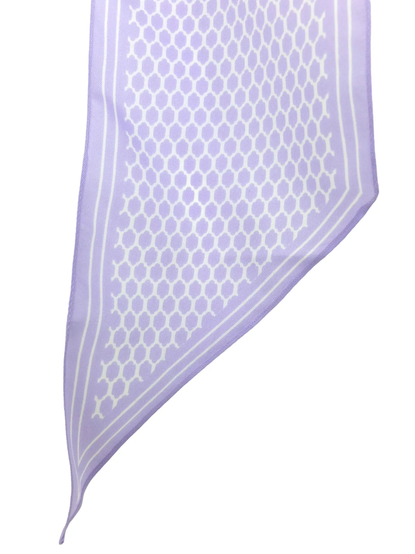 Vintage 70s Mod Chic Pastel Purple & White Abstract Patterned Long Thin Pointed Neck Tie Scarf