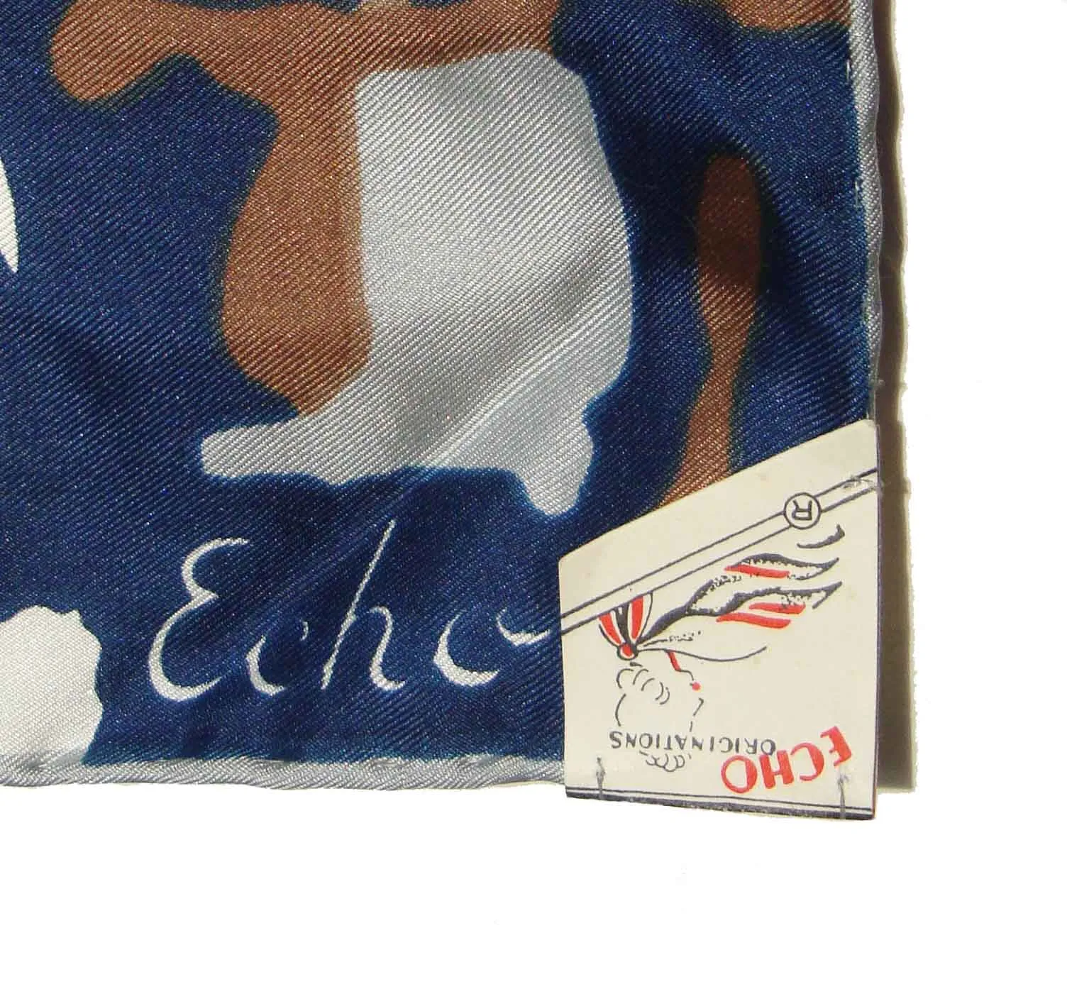 Vintage Echo Silk Scarf Modernist Deadstock with Tag