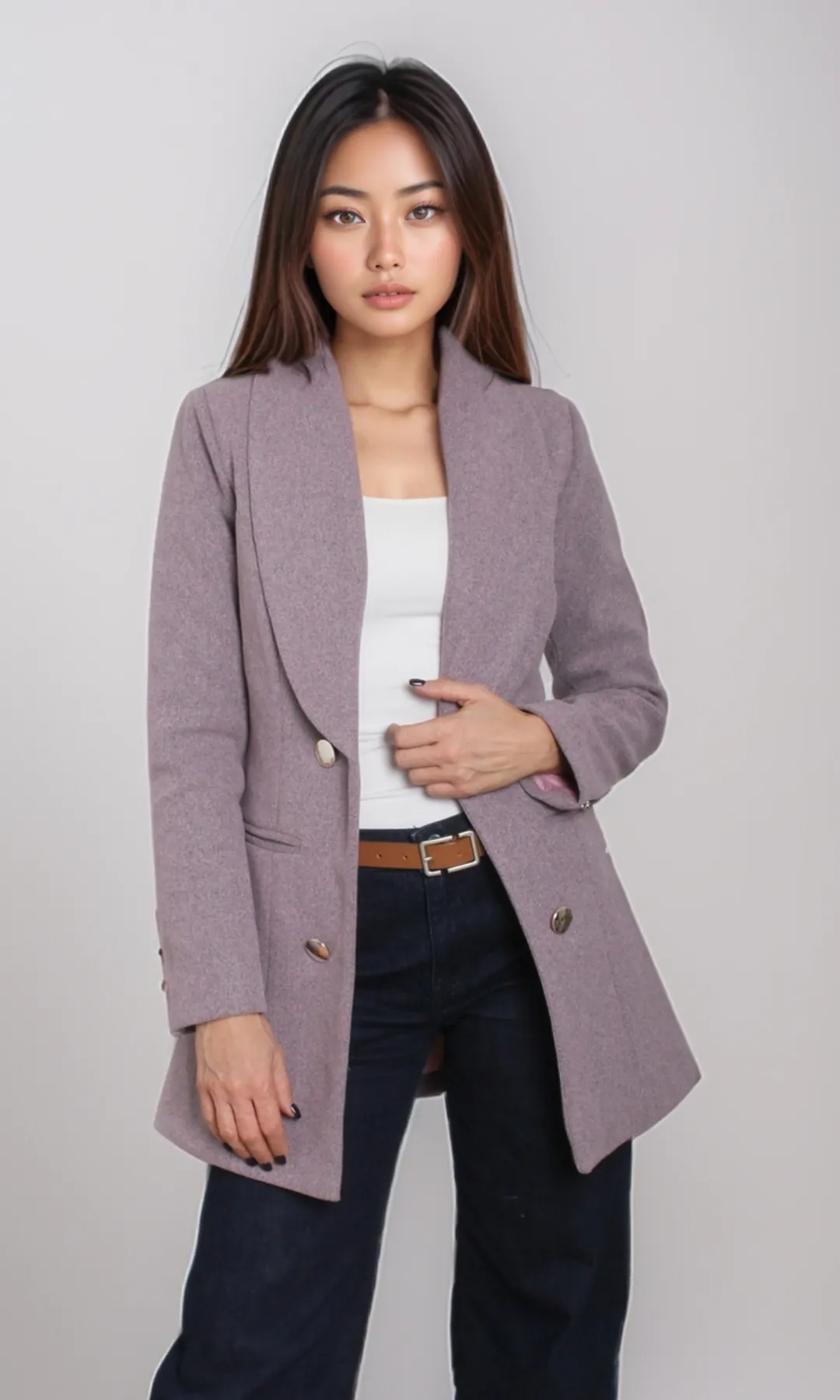 Women Elegant Overcoat (Pink)