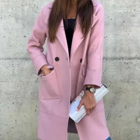 Women Long Sleeves Blazer Overcoat