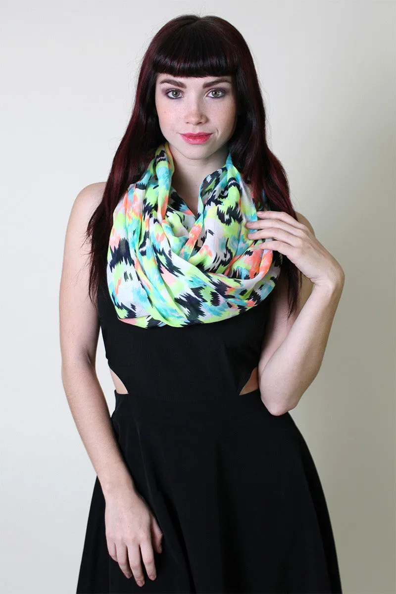 Women's Abstract Colorful Aztec Heart Infinity Circle Loop Scarf