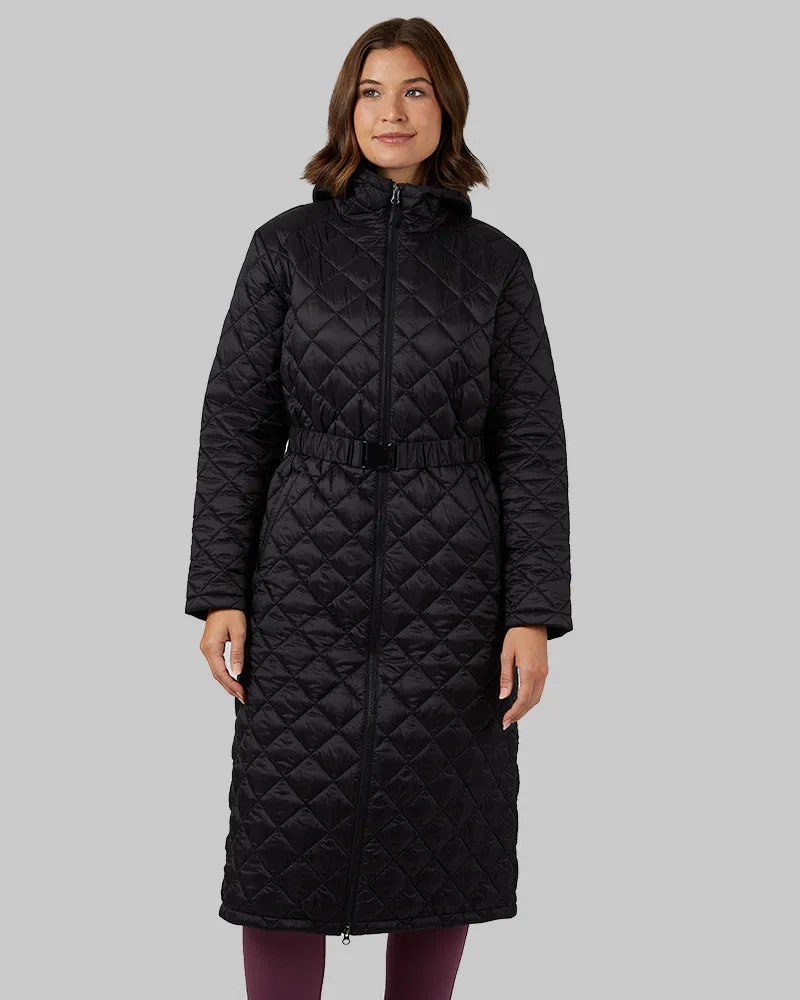 WOMEN'S DIAMOND QUILTED MAXI POLY-FILL COAT