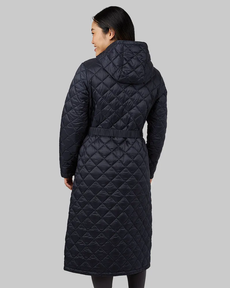 WOMEN'S DIAMOND QUILTED MAXI POLY-FILL COAT