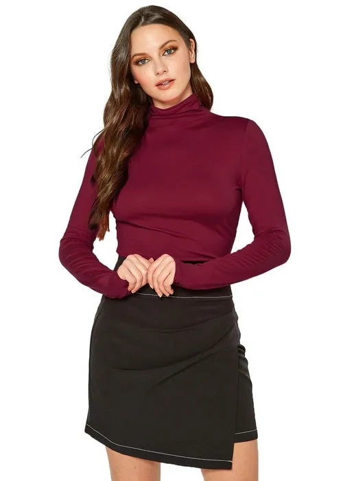 Women's Long Sleeve Turtle Neck Fitted Top