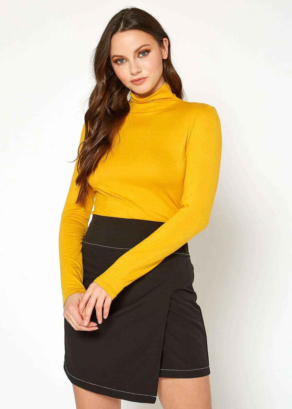 Women's Long Sleeve Turtle Neck Fitted Top