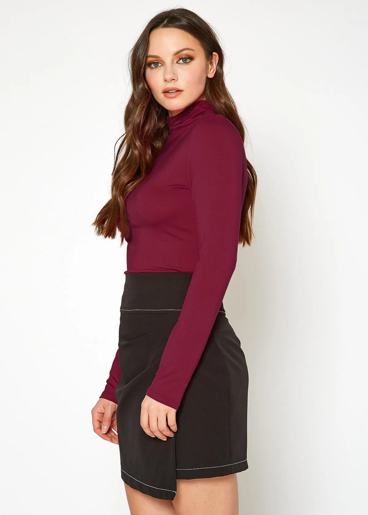 Women's Long Sleeve Turtle Neck Fitted Top